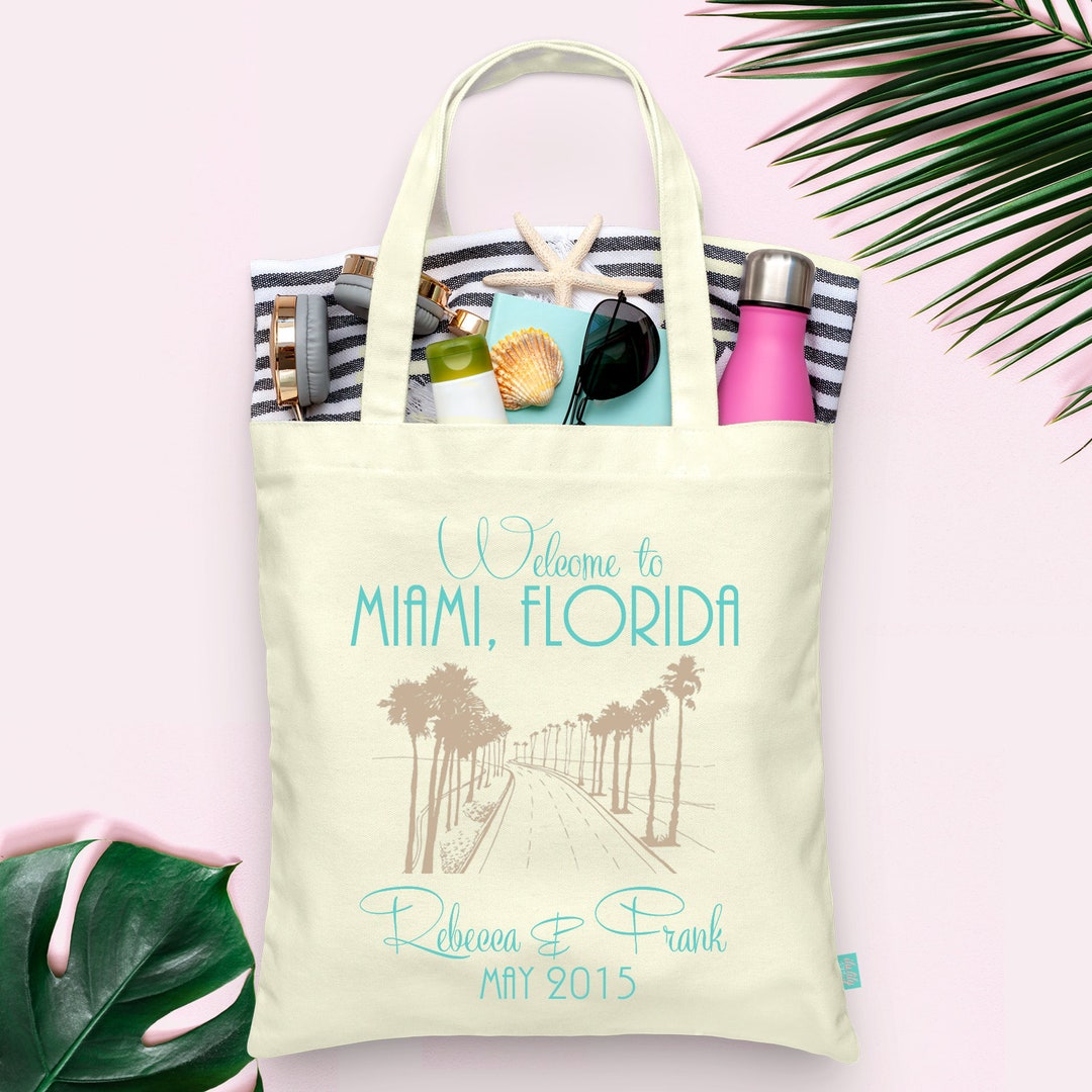 Tropical Palm Trees Welcome Totes Wedding Out of Town Guest - Etsy