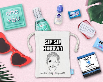 Sip Sip Hooray | Birthday Party Custom Photo Hangover Kit | Custom Caricature | Birthday Oh Shit Kit | Funny Milestone Birthday Pary Favor