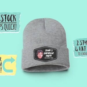 Bachelor Party Beanie Hat Guys Camping Trip Custom Photo Bachelor