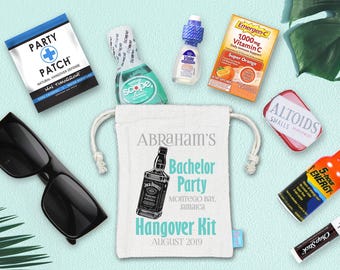 Personalized Bachelor Party Hangover Kit – Groomsmen Favor Bags