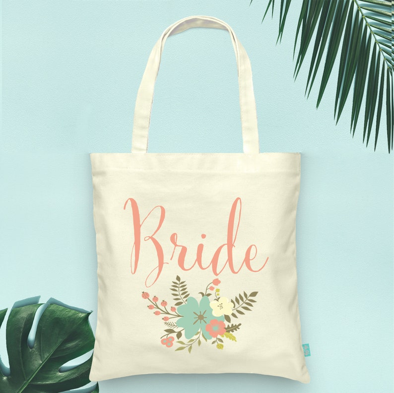 Floral Bride Tote Wedding Tote Bags Etsy