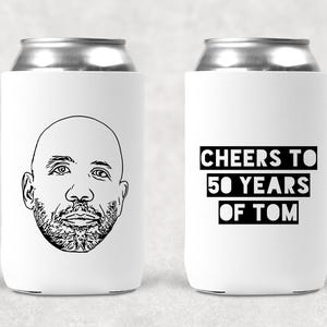 Birthday Party Custom Photo Koosie | Custom Caricature | Birthday Party Cozies | Can Cooler Birthday Party | Cheers to 50 Years Favor