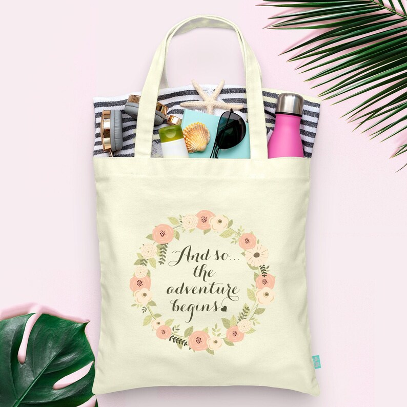 Wedding Welcome Tote Bag And So The Adventure Begins Personalized Totes