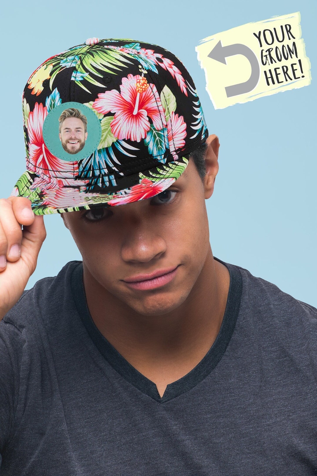 Bachelor Party Hat Custom Photo Floral Bachelor Party Hats, Groomsmen