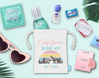 Camp Bachelorette Favor Bags – Hangover Kit, Girls Trip Goodie Bags
