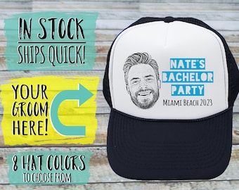 Bachelor Party Trucker Hat | Custom Photo - Bachelor Party Hats, Groomsmen Hats for Bachelor Party, Groomsmen Gift Bachelor Party Hat