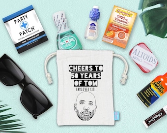 Birthday Party Custom Photo Hangover Kit | Custom Caricature | Birthday Party Favor Bag | Birthday Oh Shit Kit | Cheers to 50 Years Kit
