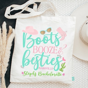 Boots Booze and Besties Nashville Junggesellinnenabschied Einkaufstasche | Last Bash in der Nash Favor Bags | Nashville Girls Reisebevorzugung