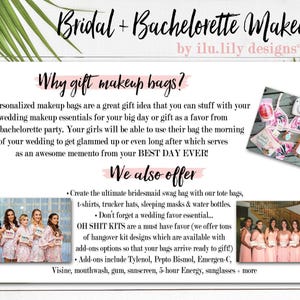 Personalized Bridesmaid Makeup Bag | Destination Beach Wedding | Bridal Party Gift | Bride & Maid of Honor Gift | Assembled Favor Bags image 3