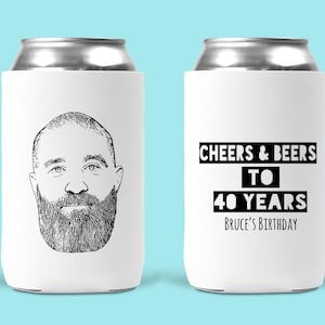 Aangepaste foto verjaardagsfeestje Koosie | Aangepaste karikatuur | Verjaardagsfeestjes | Blikjeskoeler voor verjaardagsfeestje | Proost en bier tot 40 jaar