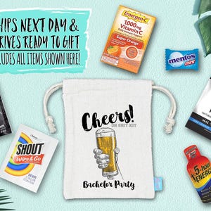 Bachelor Party Hangover Survival Kit with Supplies | Bachelor Party Recovery Bag | Bachelor Party Ideas | Cheers Kit