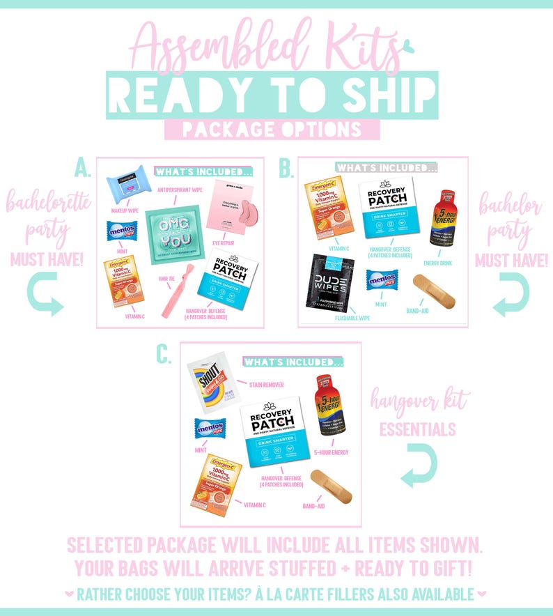 The image is a promotional graphic for a package of assembled kits, with various items listed and arrows indicating the package options.