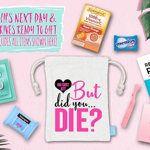 Bachelorette Party Hangover Survival Kit with Supplies | Bachelorette Party Recovery Bag | Bachelorette Party Ideas | But Did You Die