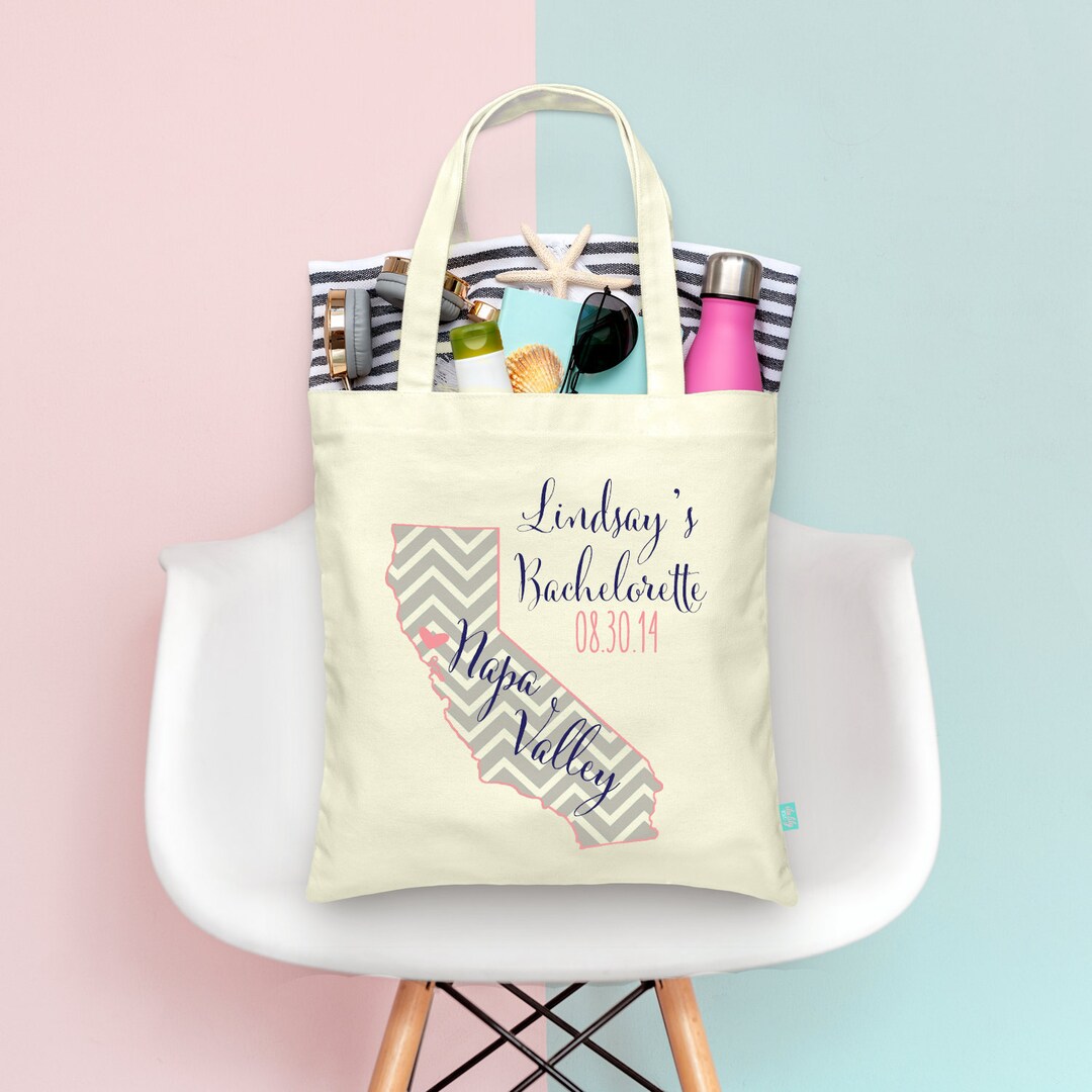 Chevron State Bachelorette Party Tote Wedding Welcome Tote - Etsy