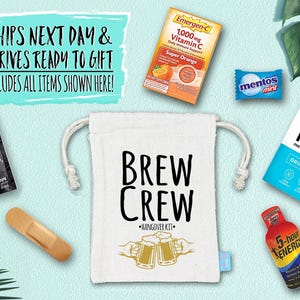 Bachelor Party Hangover Survival Kit with Supplies | Bachelor Party Recovery Bag | Bachelor Party Ideas | Brew Crew Kit