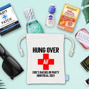 Hangover AF Favor Bag: Bachelor Party Recovery Kit