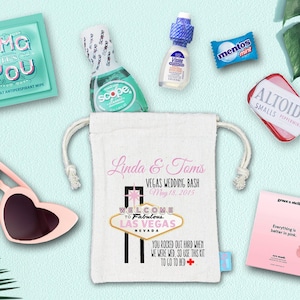 Kit para la resaca de boda en Las Vegas: bolsa de bienvenida, bolsa de recuerdos ensamblada con suministros, kit para la resaca