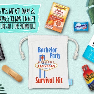Bachelor Party Hangover Survival Kit with Supplies | Bachelor Party Recovery Bag | Bachelor Party Ideas | Las Vegas Kit