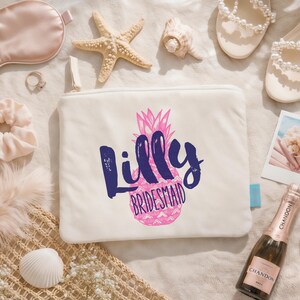 Personalized Bridesmaid Makeup Bag | Destination Beach Wedding | Bridal Party Gift | Bride & Maid of Honor Gift | Assembled Favor Bags Bag Only