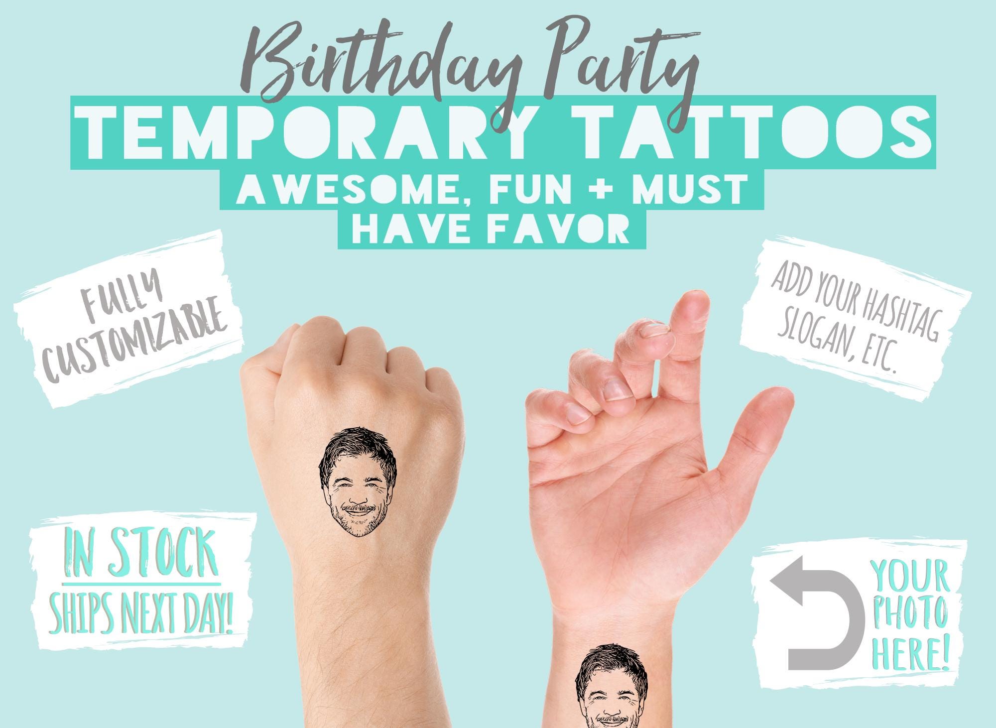 Custom Caricature Temporary Tattoos Funny Birthday Party Favor