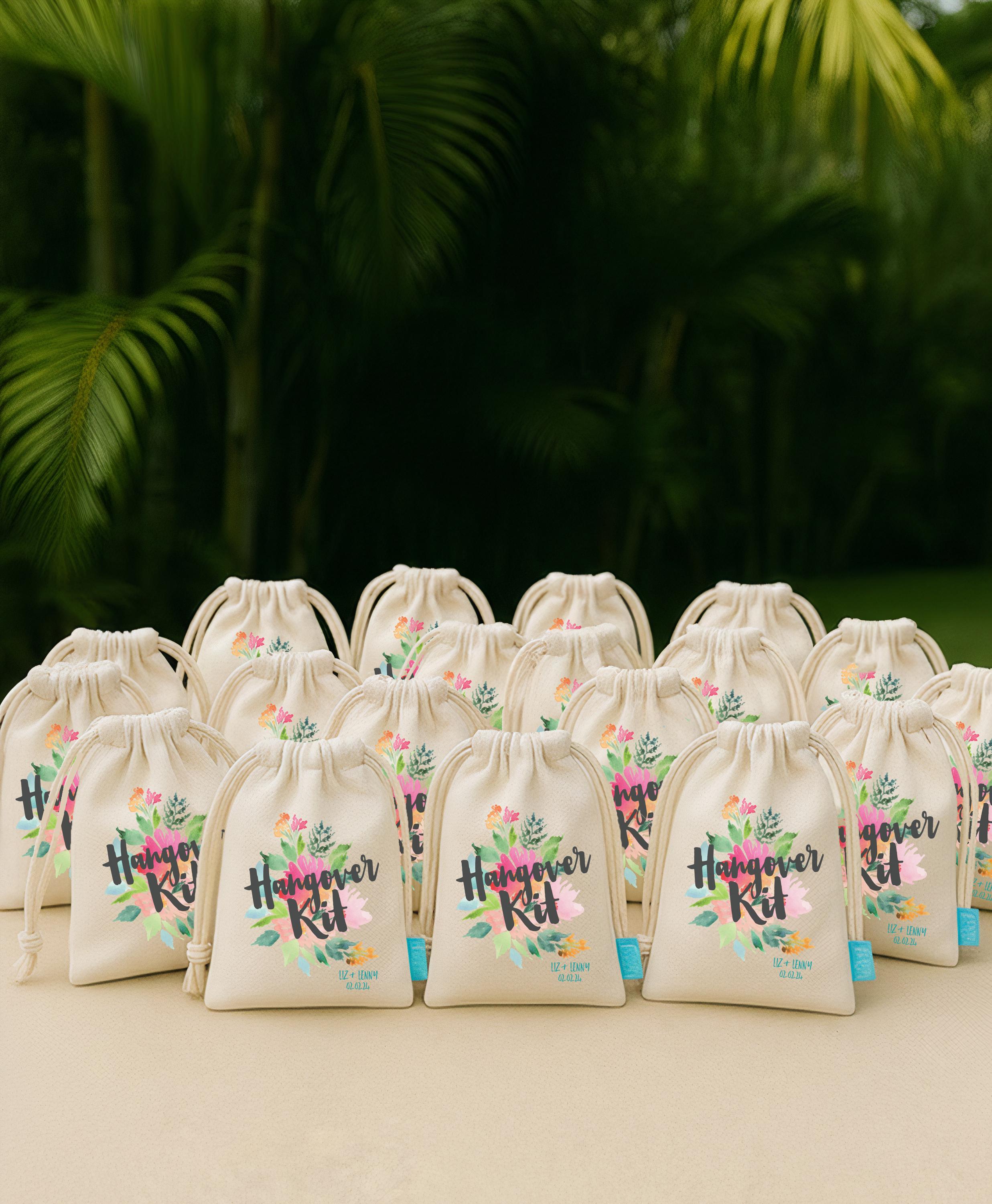 Wedding Hangover Kit Bags | Personalized Wedding Favors | Filled