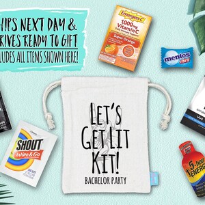Bachelor Party Hangover Survival Kit with Supplies | Bachelor Party Recovery Bag | Bachelor Party Ideas | Lets Get Lit