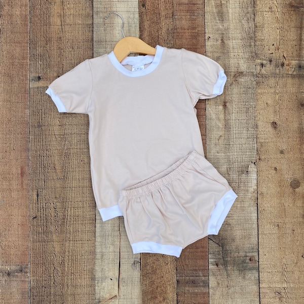 Organic Baby Clothes, Baby Clothes, Taupe Top and Shorts Set