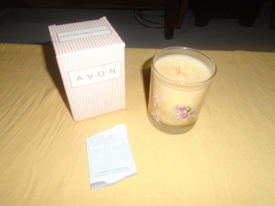 Vintage Avon Pink Ribbon Candle Box Included NOS Cancer Awareness