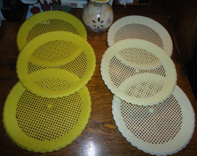 Yellow Picnic Paper Plate Holders Basket Weave Design Vintage Etsy