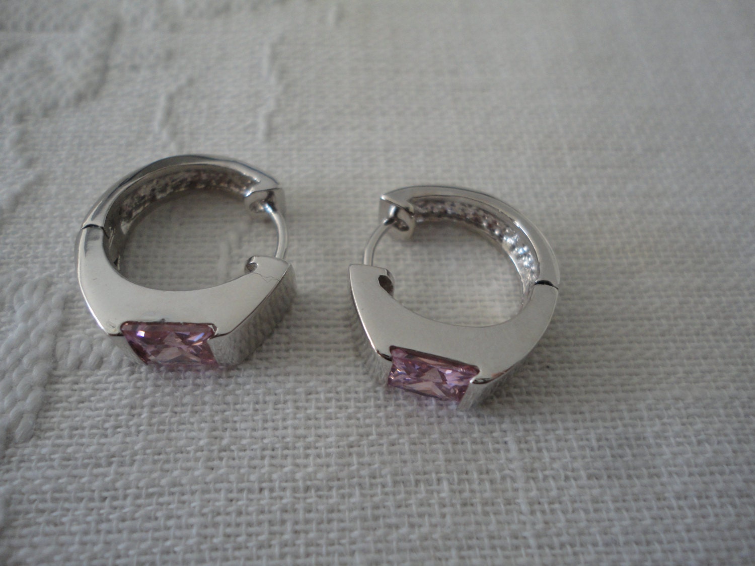 Pink Cubic Zirconia Crystal Wedding Bridal Earrings Hoop | Etsy