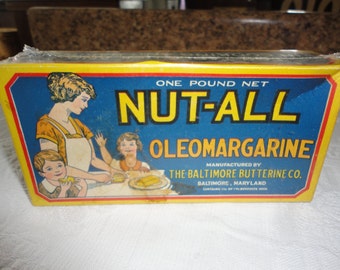 Vintage Advertising Box Nut-All Oleomargarine Unopened Box The Baltimore Butterine Co