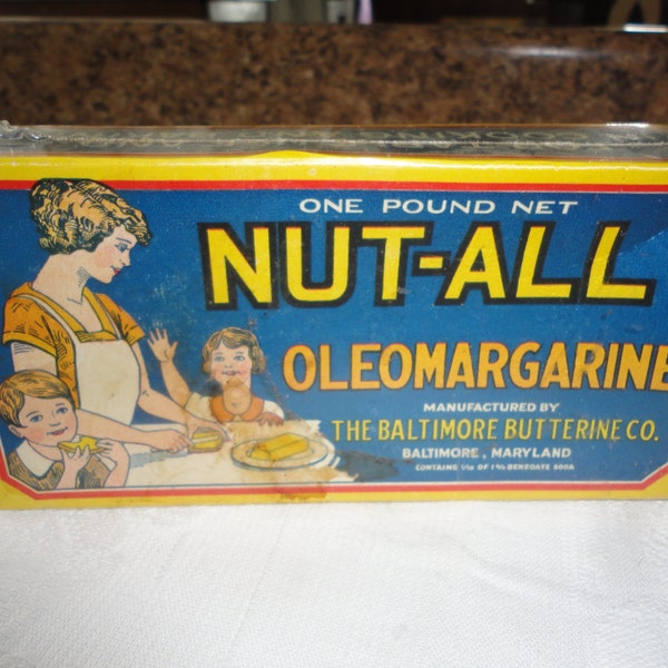 Vintage Advertising Box Nut-All Oleomargarine Unopened Box The Baltimore Butterine Co