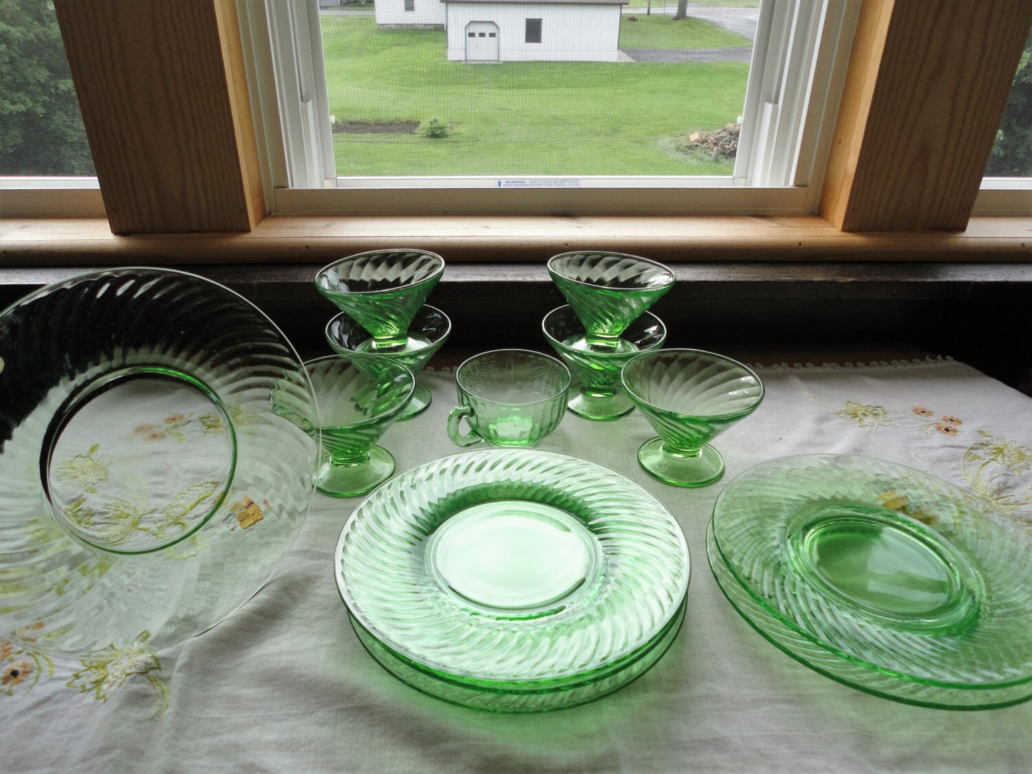 Anchor Hocking Green Depression Glass Salad Plates Saucers | Etsy