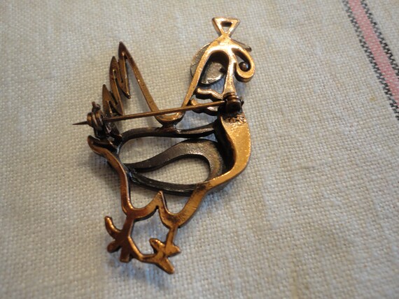 Vintage Rebajes Copper Rooster Brooch Pin - image 5