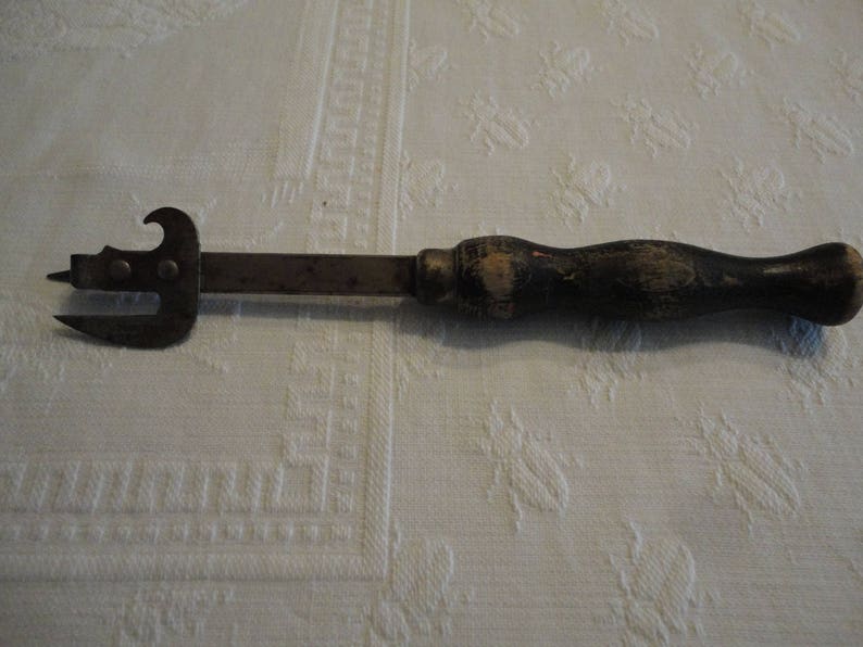 Vintage Knife Lever Style Hand Held Can Punch Opener Black Etsy