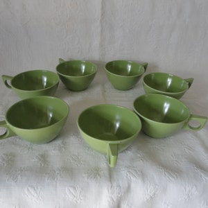 Avocado Green Melamine Tea Coffee Cups Set Of Seven