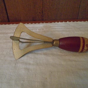 A&J Stainless Steel Red and White Wood Handle Food Herb Chopper Cutting Tool