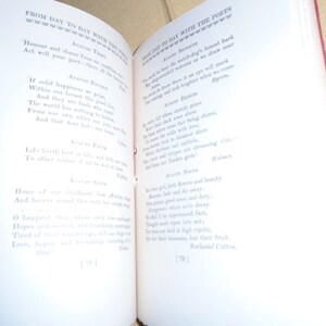 May include: An open book with a white background and black text. The book is titled "From Day to Day with the Poets". The text on the page is a collection of poems by various authors.
