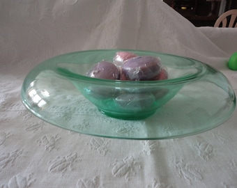 Green Console Glass Bowl Chips Dips Fruit Bowl Home Decor