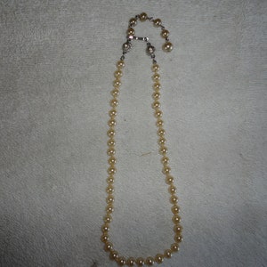 Faux Champagne Color Pearl Bead Choker Necklace image 2