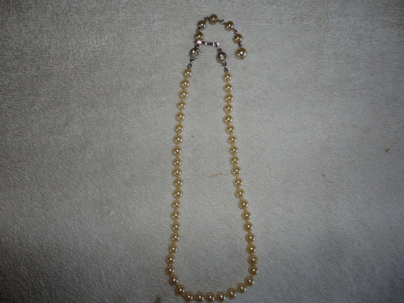 Faux Champagne Color Pearl Bead Choker Necklace image 2