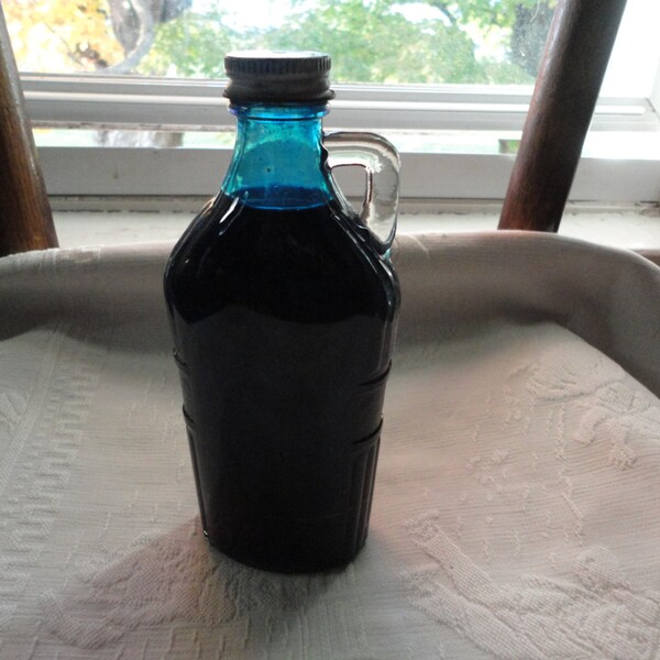 Antique Blue Fountain Pen Ink Bottle Handle Vertical Ribbed Bottle Calligraphy Bottle