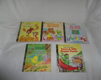 First Little Golden Books Set Of 5 1989-1994 Walt Disney Muppet Babies Richard Scarry Jim Henson