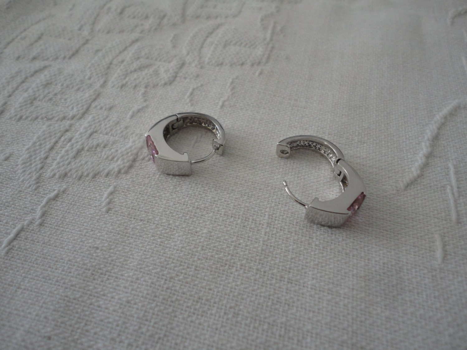 Pink Cubic Zirconia Crystal Wedding Bridal Earrings Hoop | Etsy
