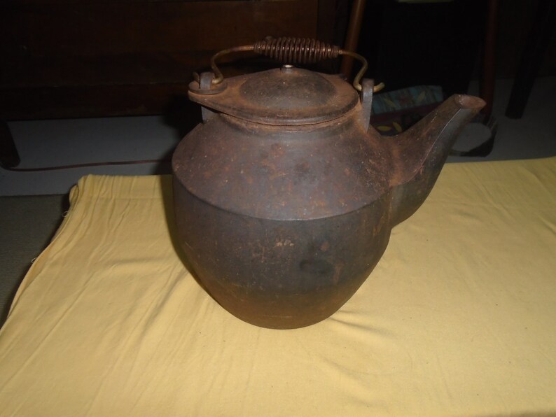 Vintage John Wright Cast Iron Tea Kettle Etsy
