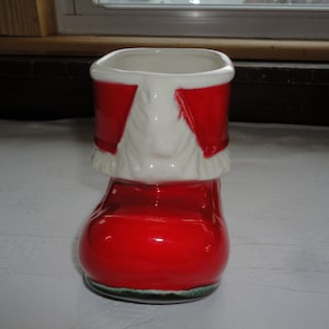 Christmas Santa Boot Vase Candy Cane Holder Candy Dish Hillcrest House Home Decor Christmas Decoration image 3