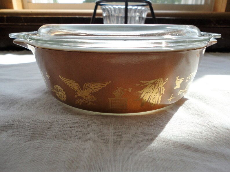 Pyrex Early American Pattern Cinderella Tab Covered Casserole Etsy