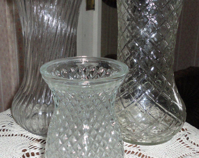 Hoosier Ware Clear Depression Glass Vases Home Decor Etsy