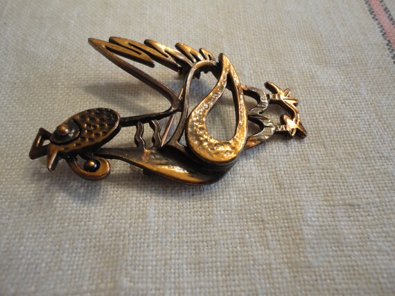 Vintage Rebajes Copper Rooster Brooch Pin - image 2