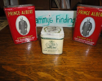 john middleton tobacco tins Prince Albert John Middleton Tobacco Metal Tins Vintage Collectible Tins  Set of 3